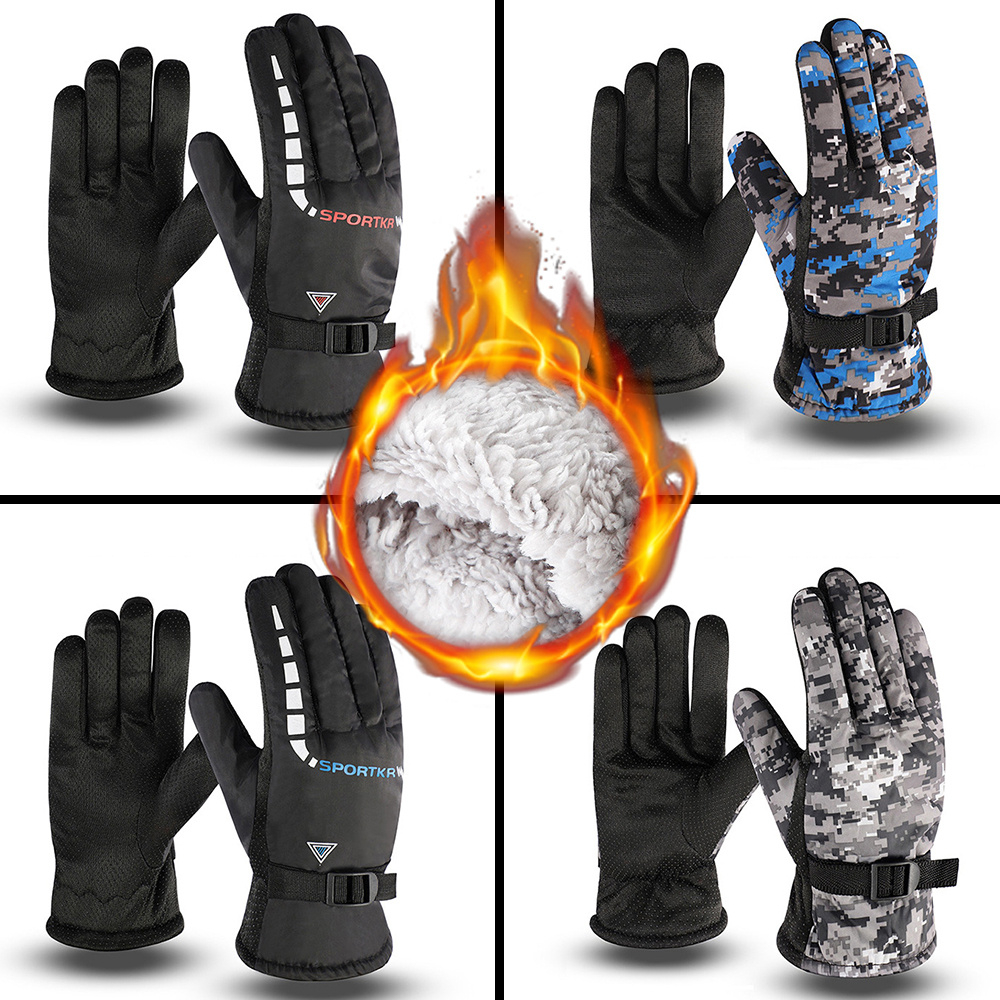 Outdoor Men Winter Gloves Motorcycle Bike Cycling Windproof Thermal Gloves Ski Non Slip Thicken Warm Mittens Full Finger Gloves