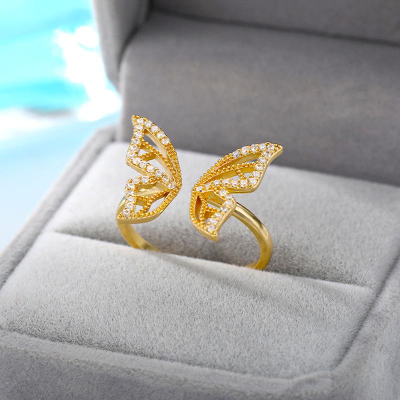 Wedding Rings Zircon Butterfly For Women Girls Gold Silver Color Stainless Steel Open Female Engagement Ring Jewelry
Wedding Rings Zircon Butterfly For Women Girls Gold Silver Color Stainless Steel Open Female Engagement Ring Jewelry