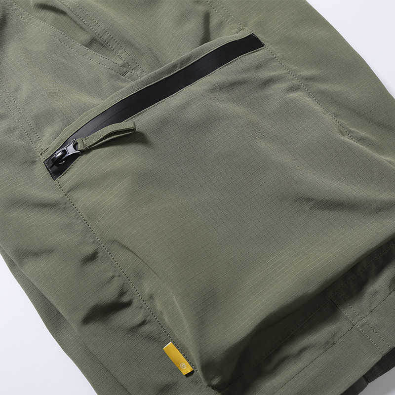 IEFB /men's wear summer casual overalls loose big size color block patchwork zipper pocket trousers men's shorts 9Y1079 210629