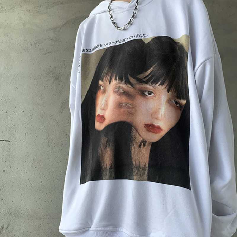 Kawakami Tomie sweatshirt gothic casual hip-hop dark Ulzzang female hooded loose anime fun Harajuku clothing 210608, White
Kawakami Tomie sweatshirt gothic casual hip-hop dark Ulzzang female hooded loose anime fun Harajuku clothing 210608, White