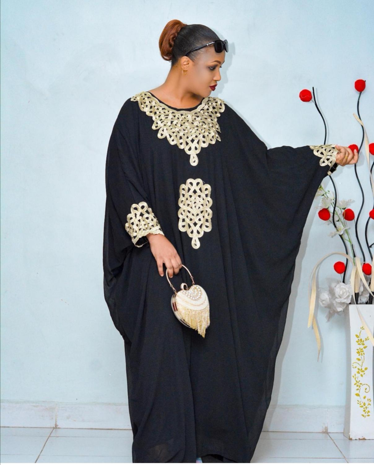 New style African women's Dashiki Fashion Chiffon material With inner super loose long dress one size bust 220cm length 152cm 210408