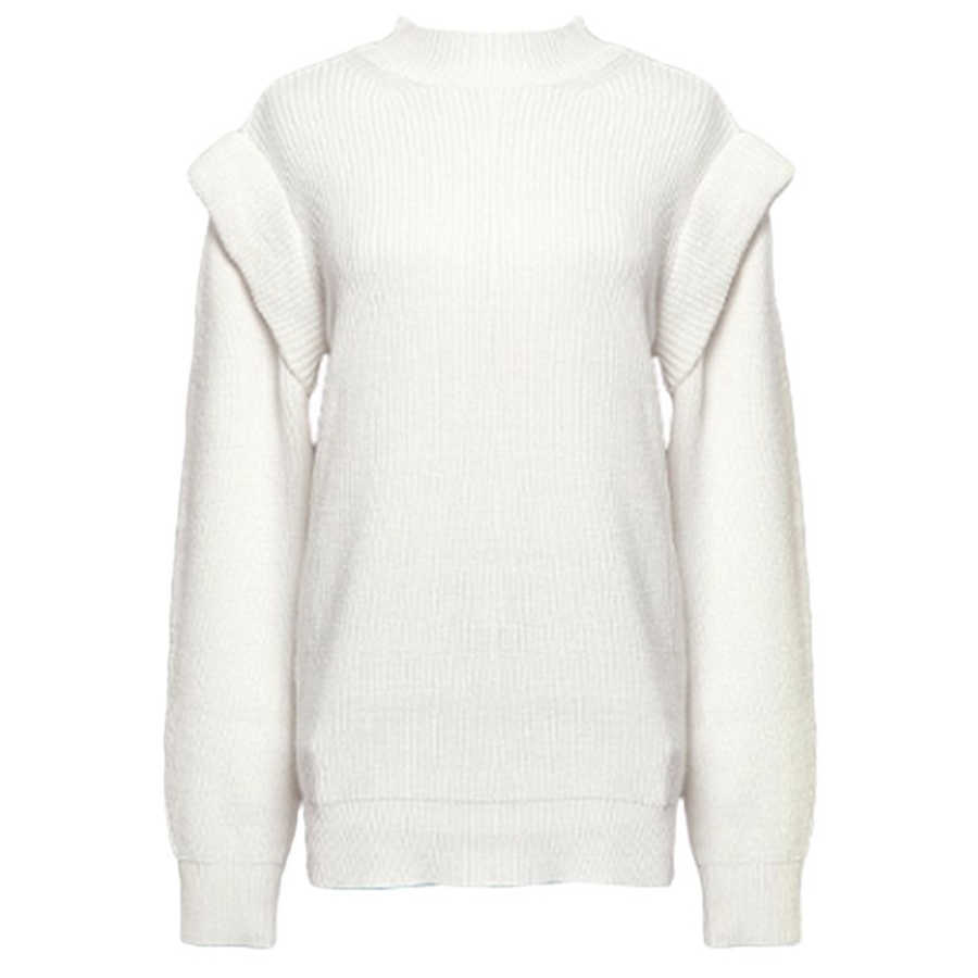 Office Lady Elegant Casual Style White Women Sweater Sweet Butterfly Sleeve Ruffles Solid Simple Winter Clothes 211011Z