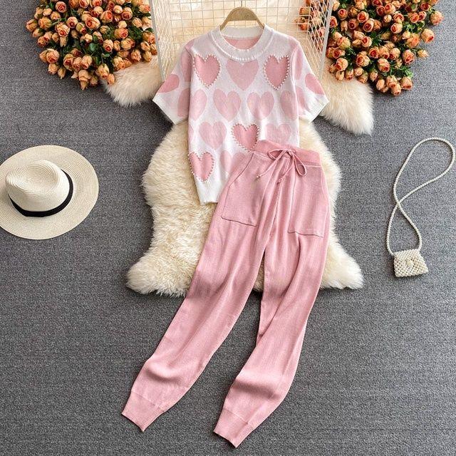 Women's Two Piece Pants 2022 Autumn/winter High Waist Slimming, Two-piece Casual Knitted Trousers Suit Round Neck Beaded Loose Sweater, White
Women's Two Piece Pants 2022 Autumn/winter High Waist Slimming, Two-piece Casual Knitted Trousers Suit Round Neck Beaded Loose Sweater, White