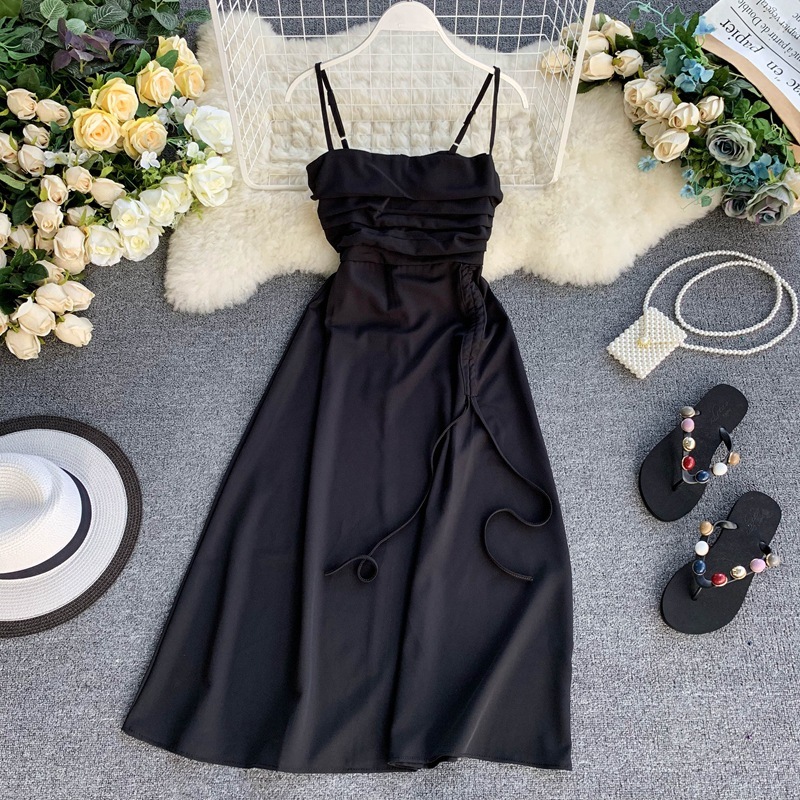 Women's Fashion Spring Summer Solid Spaghetii Strap High Waist Long Length Casual Slah Nack Ladies Dress 210520, Black
Women's Fashion Spring Summer Solid Spaghetii Strap High Waist Long Length Casual Slah Nack Ladies Dress 210520, Black