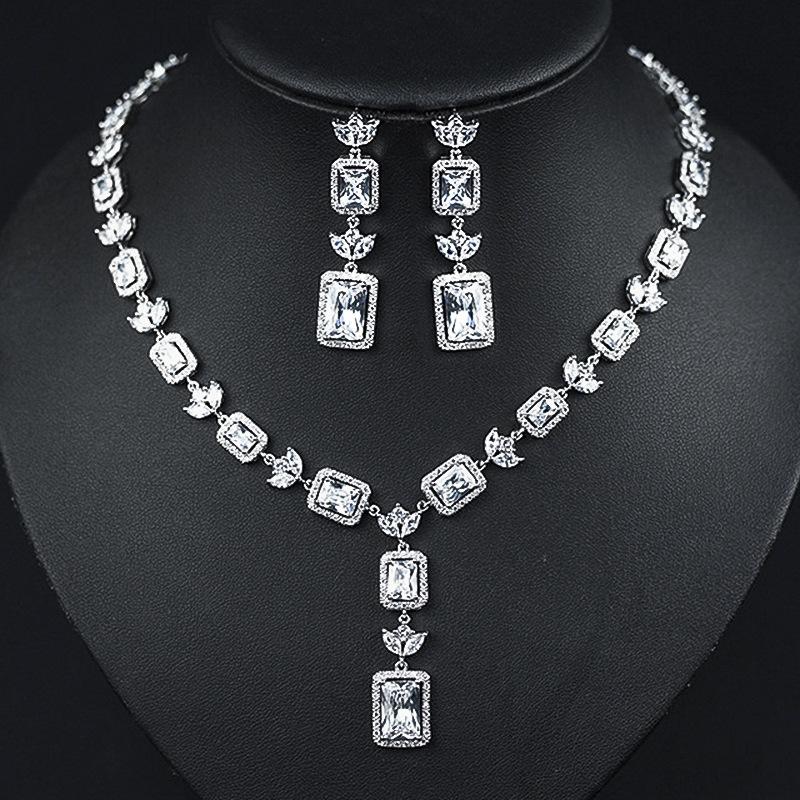 Earrings & Necklace Ekopdee Bright Luxury Square Cubic Zirconia Earring Jewelry Set For Women Trendy African Dubai Bridal Wedding Accessory, Silver
Earrings & Necklace Ekopdee Bright Luxury Square Cubic Zirconia Earring Jewelry Set For Women Trendy African Dubai Bridal Wedding Accessory, Silver