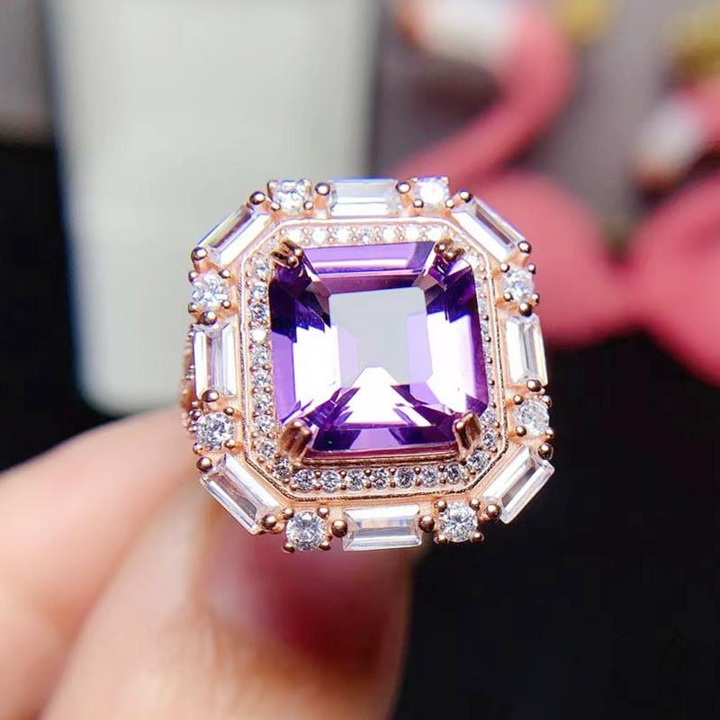 Cluster Rings Natural Real Amethyst Square Luxury Ring Per Jewelry 10*10mm 4.5ct Gemstone 925 Sterling Silver Fine T213205, Golden;silver
Cluster Rings Natural Real Amethyst Square Luxury Ring Per Jewelry 10*10mm 4.5ct Gemstone 925 Sterling Silver Fine T213205, Golden;silver