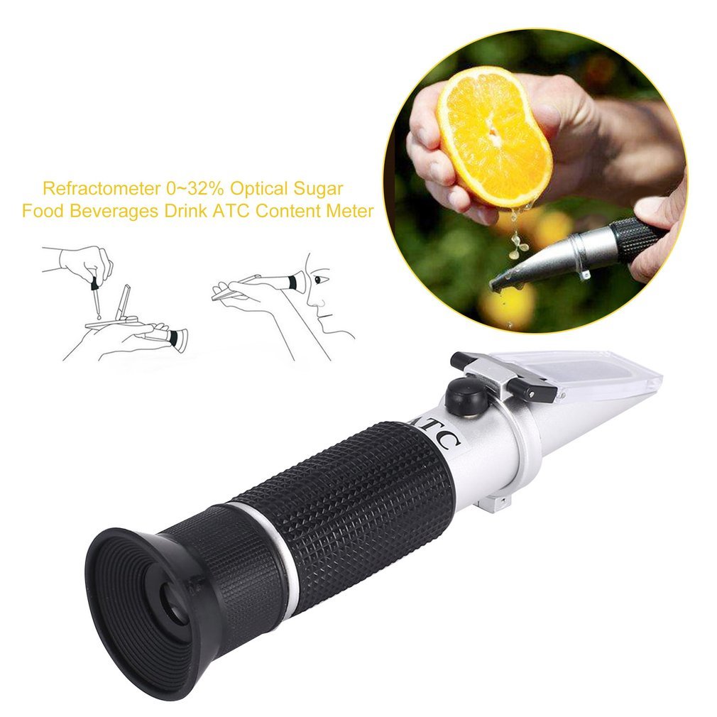 Brix Refractometer 0 ~32% RHB-32ATC Optical Sugar Food Drink Atc Content RZ113 Meter Tool Test Handheld