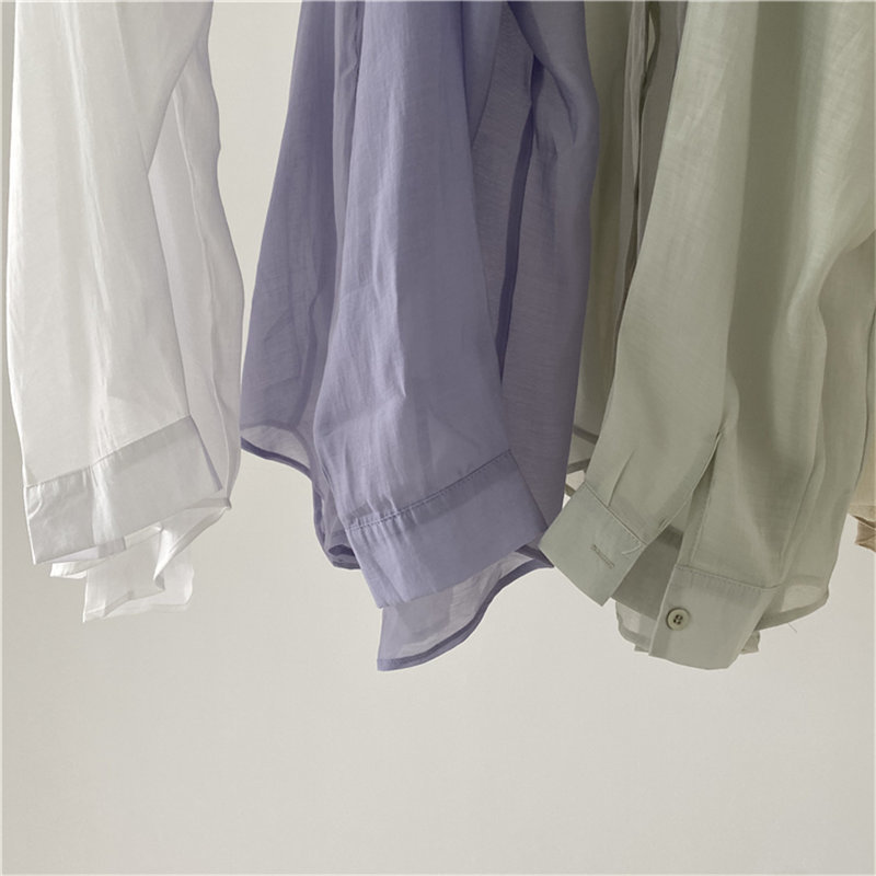 Korean Chic Solid Brief Fresh Loose Stylish Casual Streetwear Elegance Gentle Thin Tops Basic All Match Shirts 210421