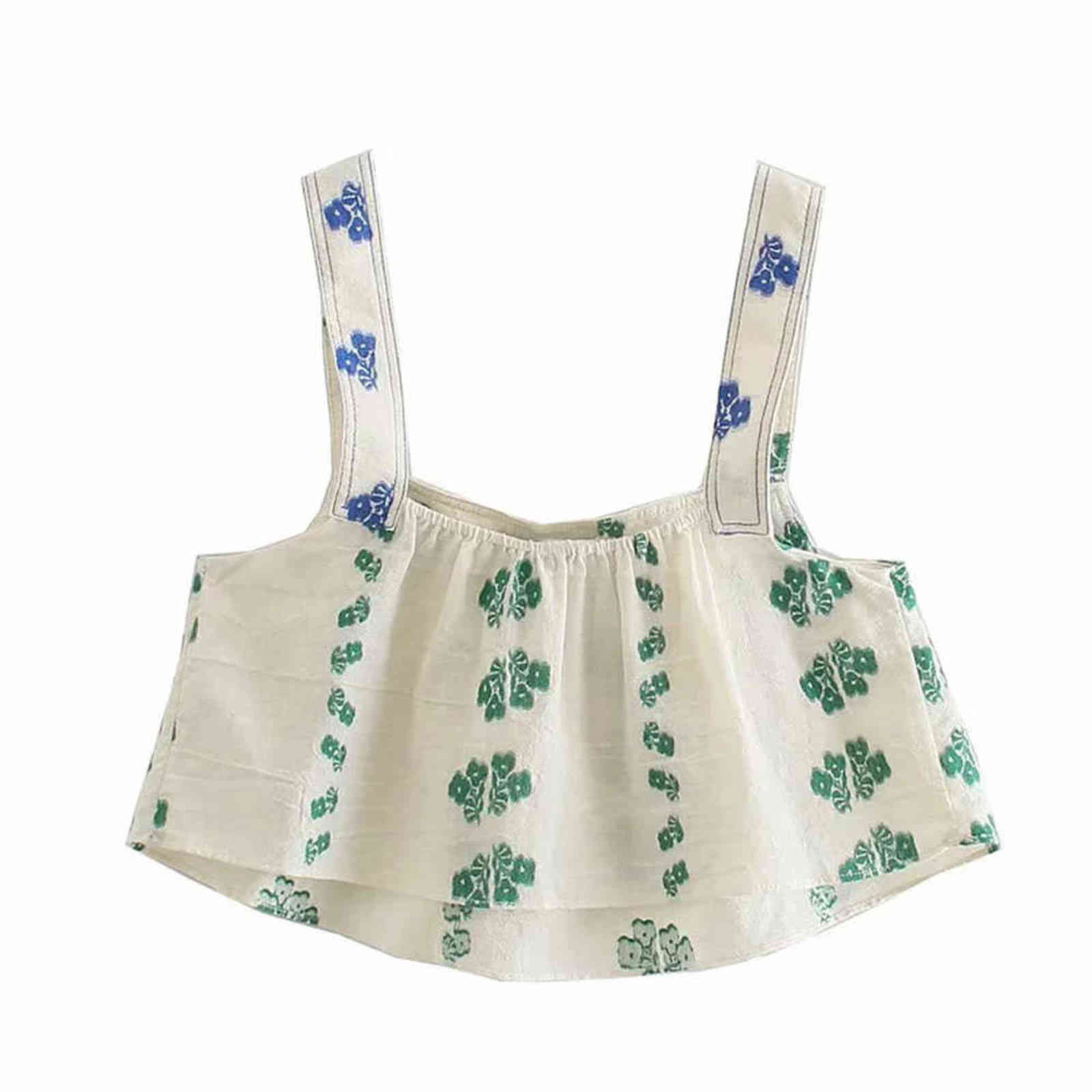 XEASY Women Summer Two-Piece Set Vintage Floral Elastic Tank Top Sleeveless Slim Cute Girl High Waist Pants 211105