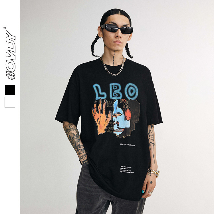 wxwovdy men's 2021 spring and summer new fashion brand simple personality graffiti print t-shirt loose short sve, White;black
wxwovdy men's 2021 spring and summer new fashion brand simple personality graffiti print t-shirt loose short sve, White;black