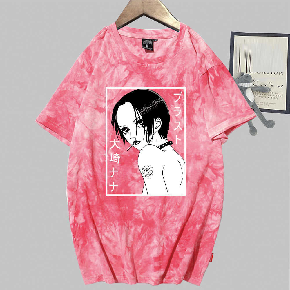 Nana Osaki Harajuku T-shirt Print Fashion Short Sleeve Round Neck Tie Dye Anime Tops Y0809