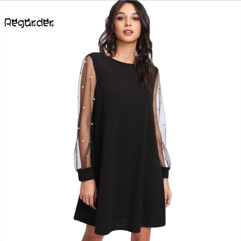 Women Fashion Puff Sleeve Mesh Beaded Slim Long Solid Colors Dress Sexy Elegant Evening Party Club Vestidos#g3 Casual Dresses