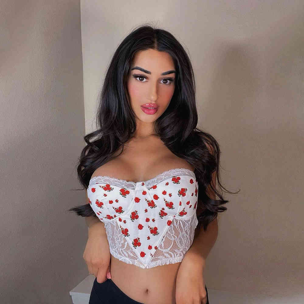 Sleeveless White Lace Crop Top Women Off The Shoulder Summer Tulle Blouse Shirts Sexy Floral Print Short Tops 210427