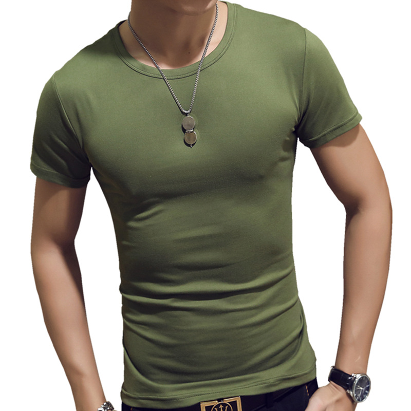 Summer solid Basic men's T-shirt Korean version of slim fit Simple short sleeve Outdoor street fashion