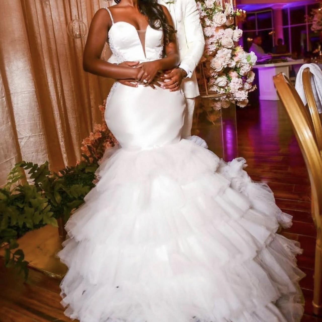 Elegant Modest African Plus Size Mermaid Wedding Dress Bridal Gowns Spaghetti Straps Dubai Arabic Beaded Tiered Skirts or Length Formal Dresses Es