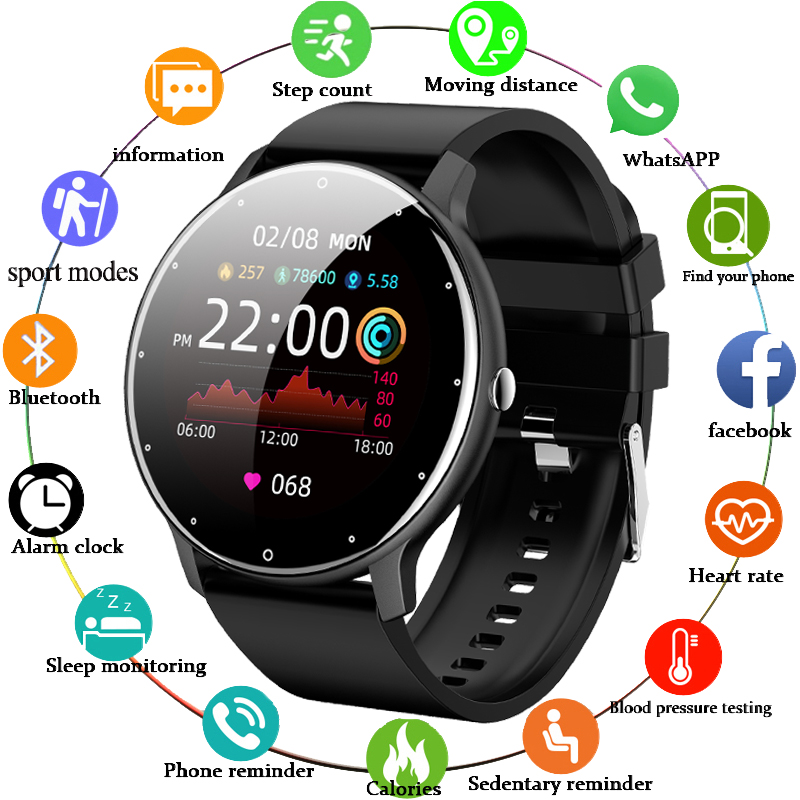 2022 New Smart Watch Men Real-time Activity Tracker Heart Rate Monitor Sports Women Smartwatch Woman Clock Wrist watches For Android IOS Cell Pho
