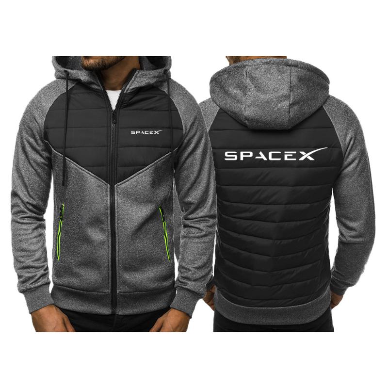 Men's Hoodies & Sweatshirts SpaceX Space X Logo 2021 Autumn And Winter Fashion Jackets Cotton Padded Thicken Keep Warm Casual Coats Hooded