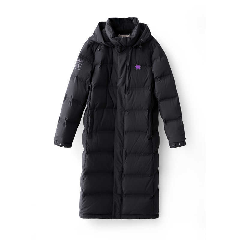 Winter Women 90% White Duck Down Jacket Fashion Female Embroidery Floral Solid Loose Hooded Long Coat 11870398 210527