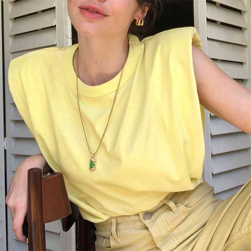 Wonder Summer Sleeveless Female O Neck Blouse Shirt Ladies Loose solid Chic Casual Blouses Muscle Tee Tanks 210510