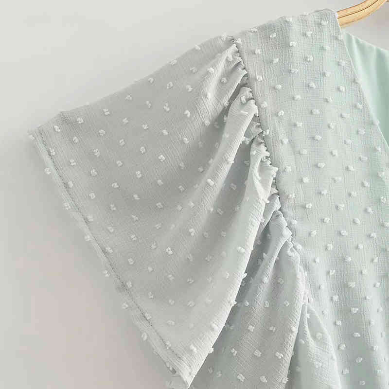 Women Elegant Lace Embroidery Dress Summer V Neck Ruffle Mini Dress Ladies A Line Short Sleeve Sweet Party Dresses Robe 210414
