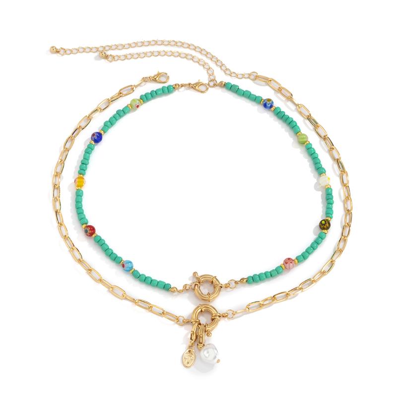 Chokers Women's Bohemian Fresh Greenish Blue Seed Beads Yingyang Beaded Chain Mixed With Irregular Pearl Pendant Necklaces
Chokers Women's Bohemian Fresh Greenish Blue Seed Beads Yingyang Beaded Chain Mixed With Irregular Pearl Pendant Necklaces