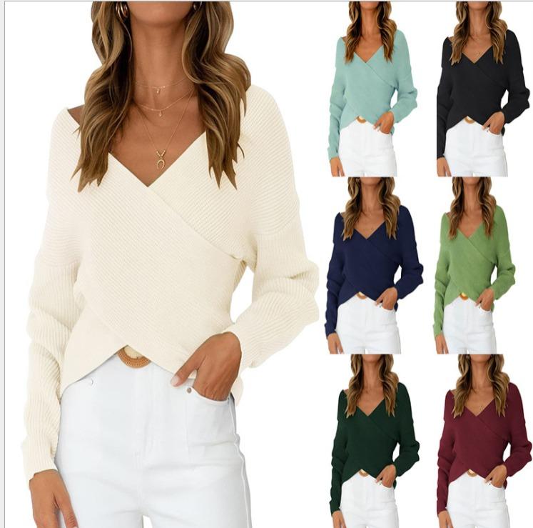 Women's Sweaters 2021 Europe And America Autumn Winter V-neck Front Cross Plain Color Casual Loose Knit Pullover Sweater, White;black
Women's Sweaters 2021 Europe And America Autumn Winter V-neck Front Cross Plain Color Casual Loose Knit Pullover Sweater, White;black