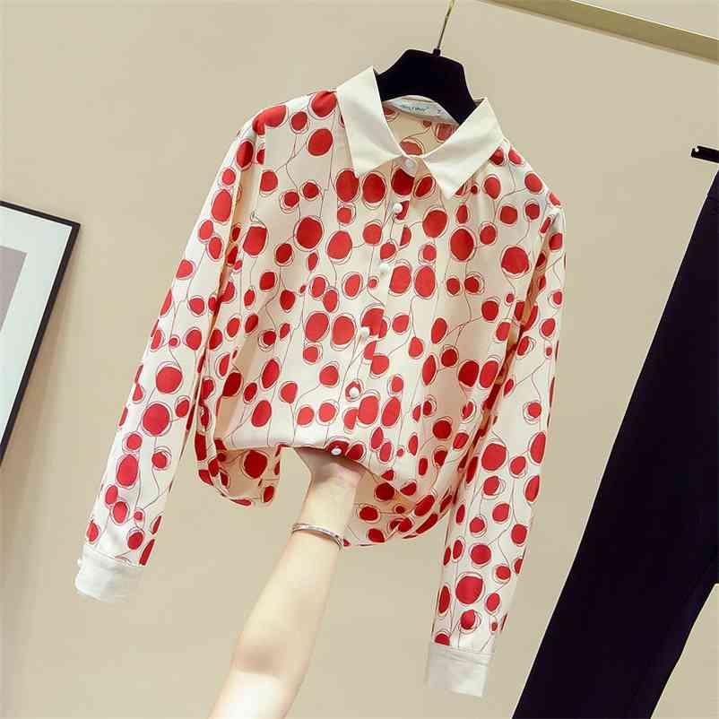 Autumn Women's Turn Down Collar Long Sleeves Polka Dot Chiffon Shirt Ladies Female OL All-match Shirts Blouse Tops A3707 210519, Red
Autumn Women's Turn Down Collar Long Sleeves Polka Dot Chiffon Shirt Ladies Female OL All-match Shirts Blouse Tops A3707 210519, Red