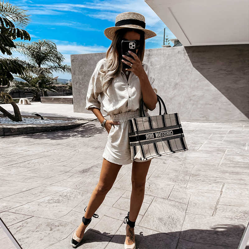 Moarcho Casual Summer Shorts Pure Color Elastic Waist Loose Home Leisure All-Match Office Pockets Arrival 210714