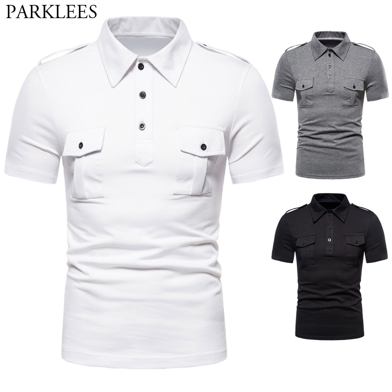 Double Pocket Military Epaulet Polo Shirt Men Summer Short Sleeve Slim Fit Polo Homme Fashion Turn Down Collar Polos Para Hombre 210522, Gray
Double Pocket Military Epaulet Polo Shirt Men Summer Short Sleeve Slim Fit Polo Homme Fashion Turn Down Collar Polos Para Hombre 210522, Gray