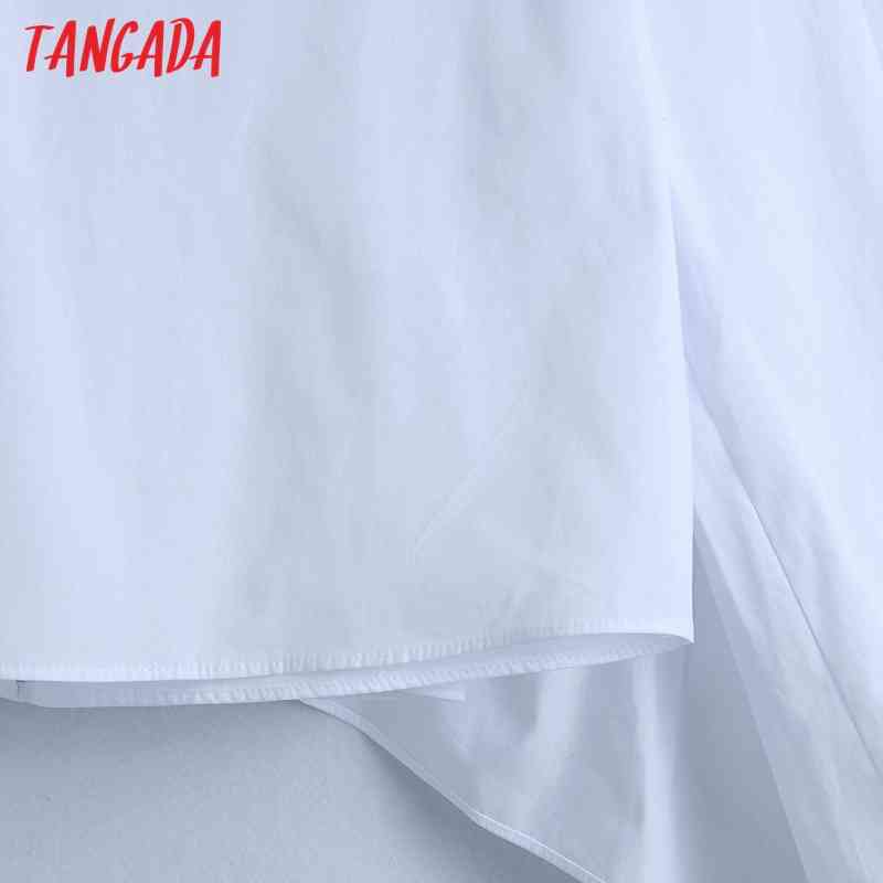 Women Ruffles White Shirts Long Sleeve Turn Down Collar Elegant Ladies Crop Tops 6Z73 210416