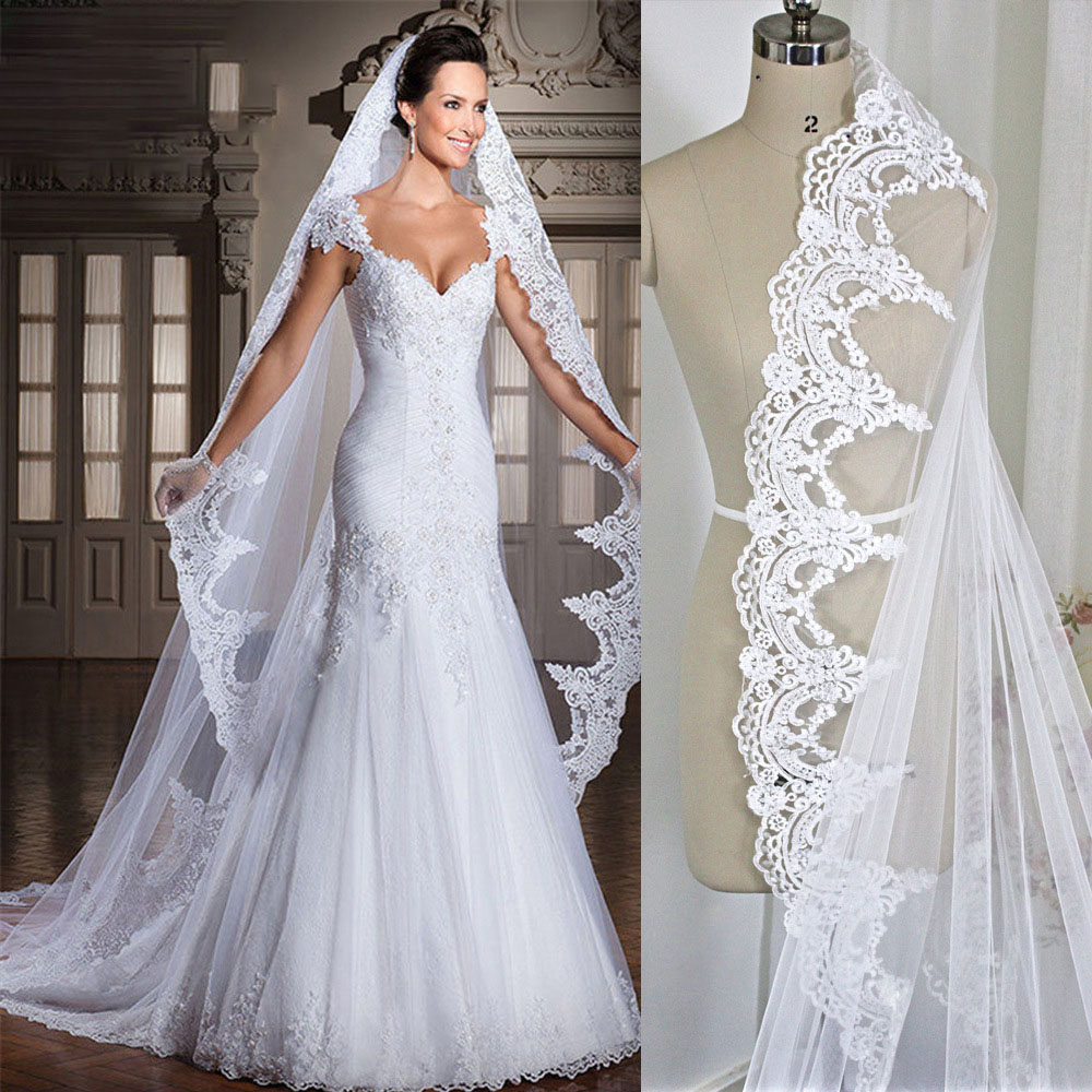 Women Bridal Veil White/Ivory 3M Cathedral Length Lace Edge Long Bride Head Veil Wedding Accessories velos de novia
Women Bridal Veil White/Ivory 3M Cathedral Length Lace Edge Long Bride Head Veil Wedding Accessories velos de novia