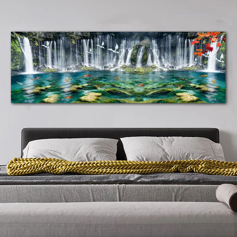 Waterfall Fish Posters Bedside Painting Home Decor Canvas Prints Landscape Wall Art Pictures For Living Room Big Size Cuadros