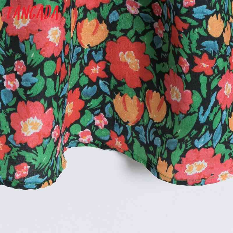 Summer Women Floral Print French Style Puff Short Sleeve Ladies Mini Dress Vestidos 6H4 210416