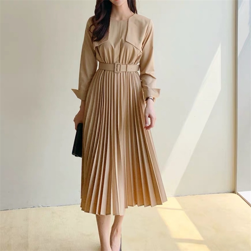 Vintage Elegant Belted Women Dresses Slim Waist Office Ladies Pleated Female Vestidos Autumn 210520, Photo color
Vintage Elegant Belted Women Dresses Slim Waist Office Ladies Pleated Female Vestidos Autumn 210520, Photo color