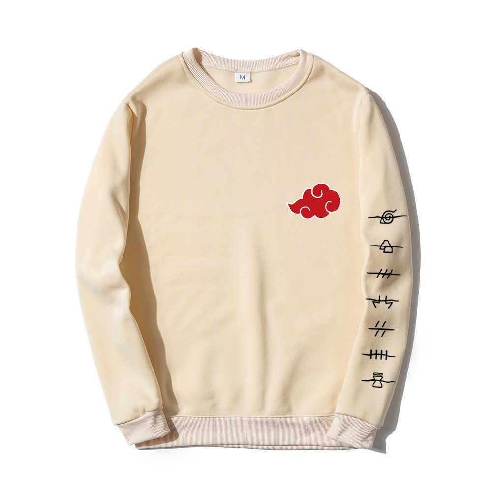 Anime Akatsuki Cloud Symbols Print Men Hoodies Sweatshirt Streetwear Casual Crewneck Pullover Men Women Oversized Sweatshirt Y0804