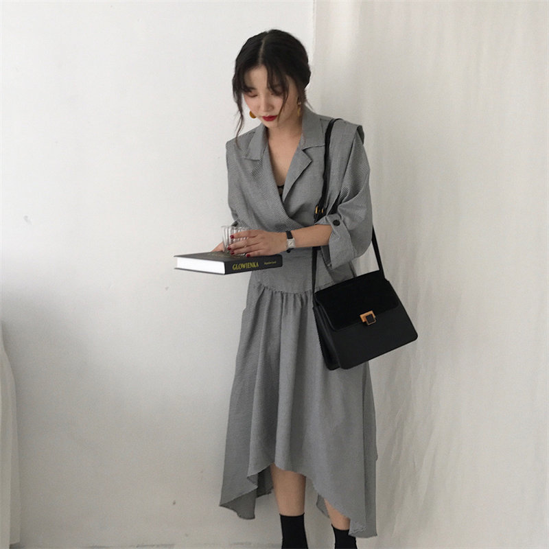 Overcoat Elegance Vintage Female Windbreaker Fashion Gentle Chic Waist-Controlled OL Loose Classic Plaid Trench Coat 210421