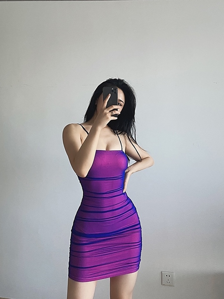 y2k strapless sleeveless dress bodycon sexy purple dress summer high waist stretch nightclub party mini dress 210331