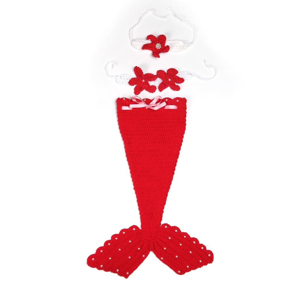 Wool Newborn Clothes Mermaid Costumes Photo Props Baby Receiving Blankets Crochet Infant Sleepsack Baby Swaddling accessories 210413bj