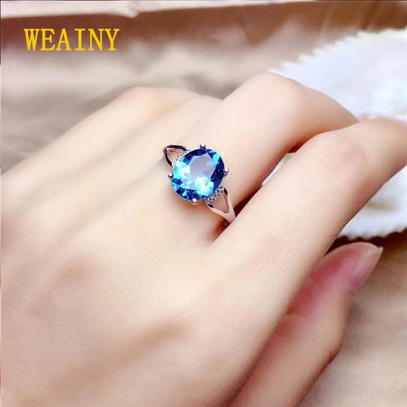 Cluster Rings WEAINY Genuine S925 Sterling Silver Natural Swiss Blue Topaz Ring Women's Fashion Simple Jewelry November BirthStone, Golden;silver
Cluster Rings WEAINY Genuine S925 Sterling Silver Natural Swiss Blue Topaz Ring Women's Fashion Simple Jewelry November BirthStone, Golden;silver