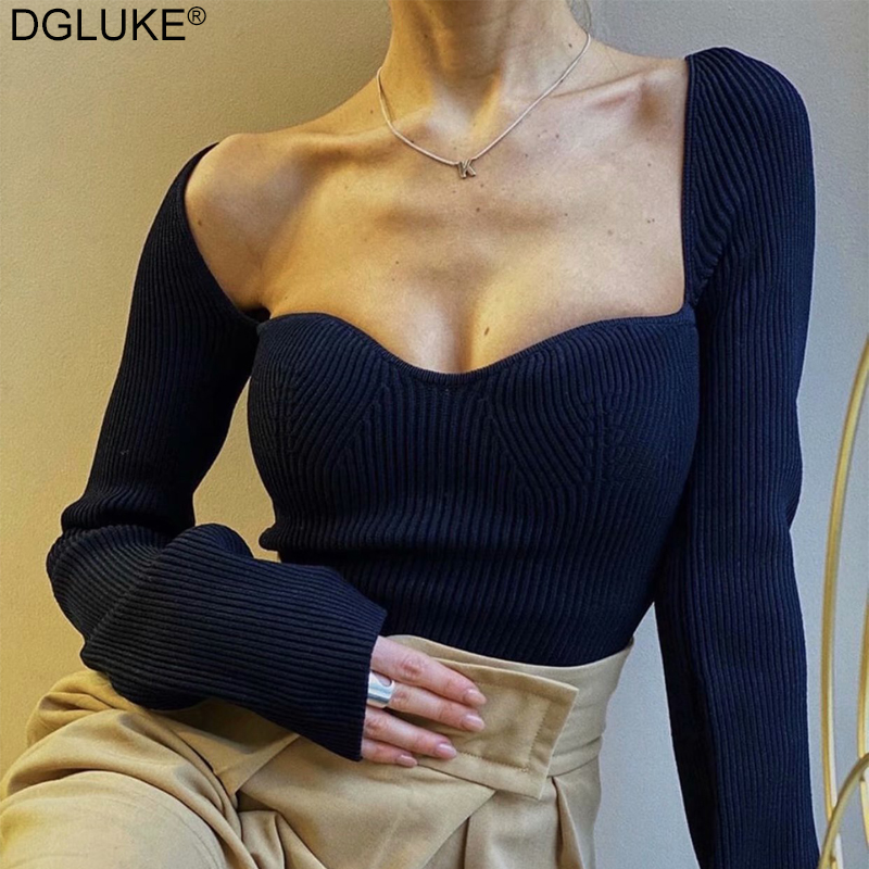 DGLUKE 2021 Autumn Women Solid Sweater Office Lady Ribbed Knitted Square Collar Long Sleeve Pullover Jumper Crop Tops Knitwear, White 02
DGLUKE 2021 Autumn Women Solid Sweater Office Lady Ribbed Knitted Square Collar Long Sleeve Pullover Jumper Crop Tops Knitwear, White 02