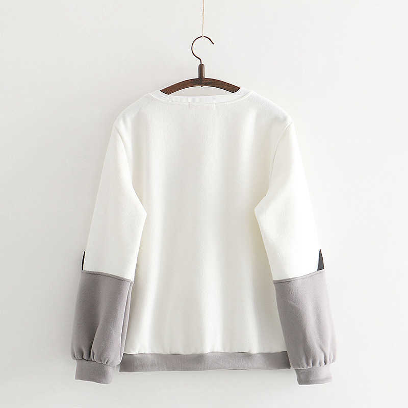 Yolanda Paz Autumn Winter Japanese Sweet Style Women hoodies sweatshirt fashion casual o-neck long sleeve white gray pullover 210910