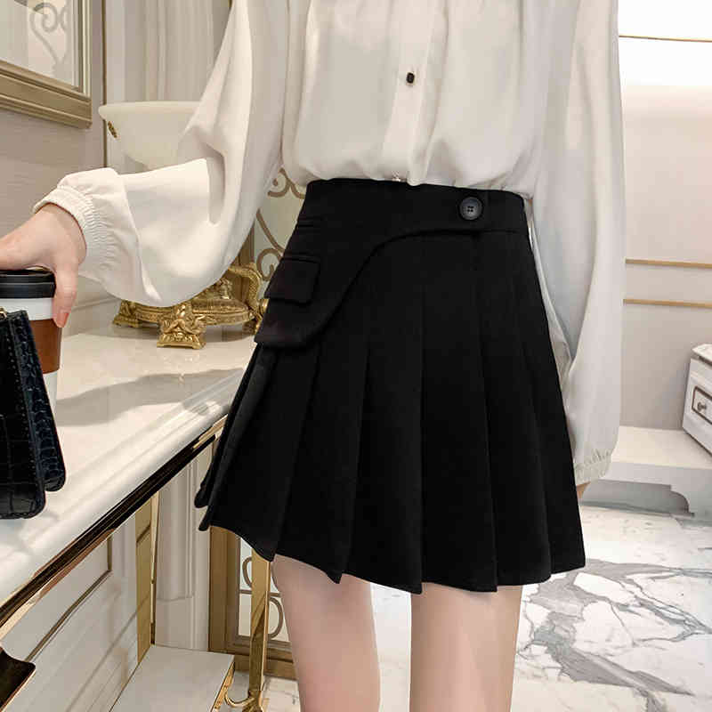 A Line S-Xl Plus Size Summer Short Skirts Korean Skirt Women High Waist School Girl Solid Vintage Pleated 210423