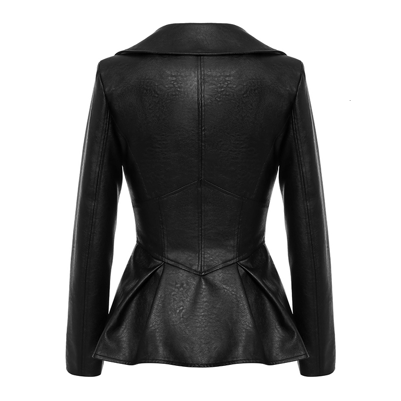 VGH Splicing Zipper PU Leather Jacket For Women Lapel Long Sleeve High Waist Streetwear Casual Jackets Female Fashion New 210421