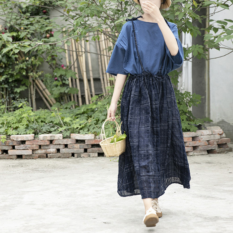 Johnature Cotton Linen Vintage Skirts For Women Plaid Elastic Waist Autumn Navy Blue Loose Female Original Skirts 210521
Johnature Cotton Linen Vintage Skirts For Women Plaid Elastic Waist Autumn Navy Blue Loose Female Original Skirts 210521