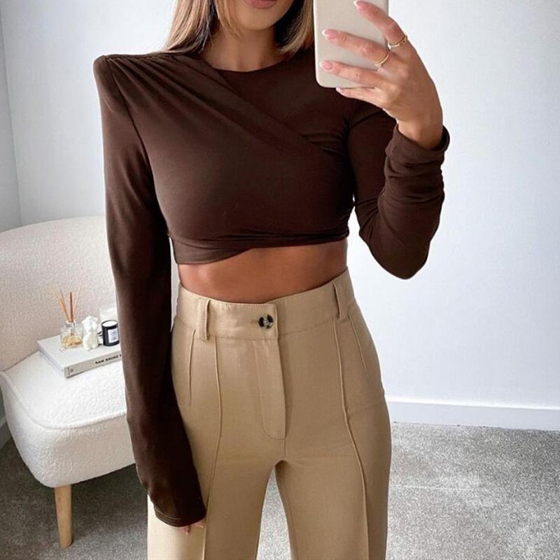 Women' T-Shirt Elegant Office Lady Shoulder Pad Women Sexy Long Sleeve O Neck Solid Ruched Crop Top Streetwear Party Exposed Navel Tee, Black
Women' T-Shirt Elegant Office Lady Shoulder Pad Women Sexy Long Sleeve O Neck Solid Ruched Crop Top Streetwear Party Exposed Navel Tee, Black