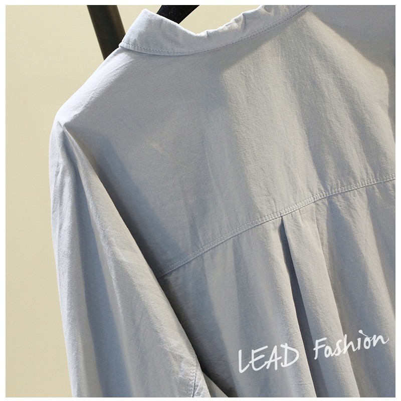 Spring Pocket Solid Long Sleeve Shirt Women Plus Size Loose Cotton Bottoming Blouse Cardigan Ladies Tops 8891 50 210508