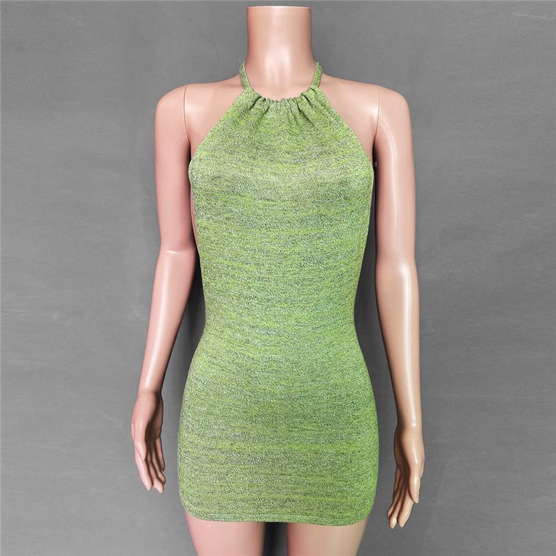 Casual Dresses Giyu Halter Backless Mini Bodycon Summer For Women Sexy Knitted Bandage Beach Holiday Dress Ladies High Waist Vestidos