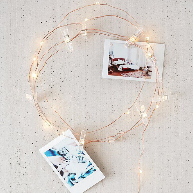 LED Photo String Lights with 20 50 Photo Clips Fairy Twinkle Lights 2M 5M 10M for Wedding Party Christmas Home Decoration Hanging Photos Cards and Art