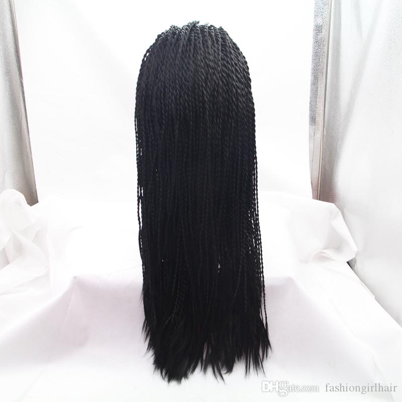 Black /Brown /Burgundy Color Havana Twist Lace Front Wig Synthetic Braiding Wigs For African American Women Braided Hair