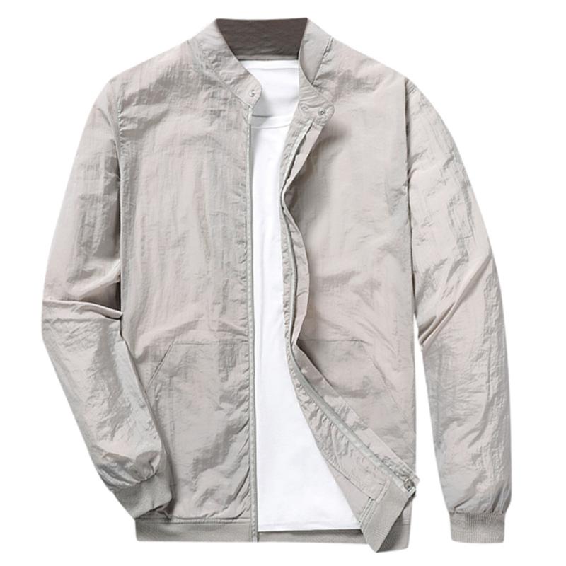 Men's Jackets Slim Fit Solid Mens Bomber Jacket 2021 Spring Autumn Male Baseball Thin Brand Casual Coat Top Windbreaker